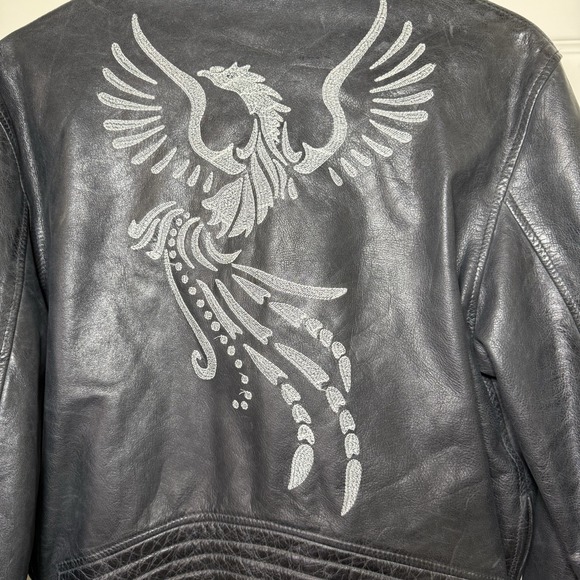 Vtg. Belstaff Gold Label Men's L Bi-Color Black/Gray Leather Biker Moto Jacket - Picture 6 of 16